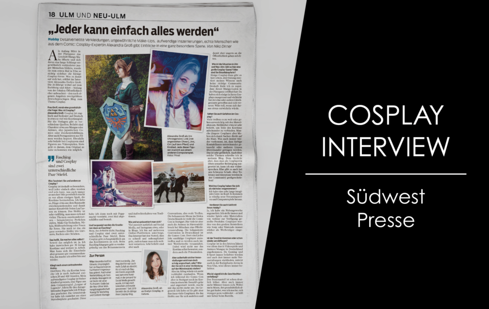 You are currently viewing Cosplay Interview: Artikel in der Südwest Presse