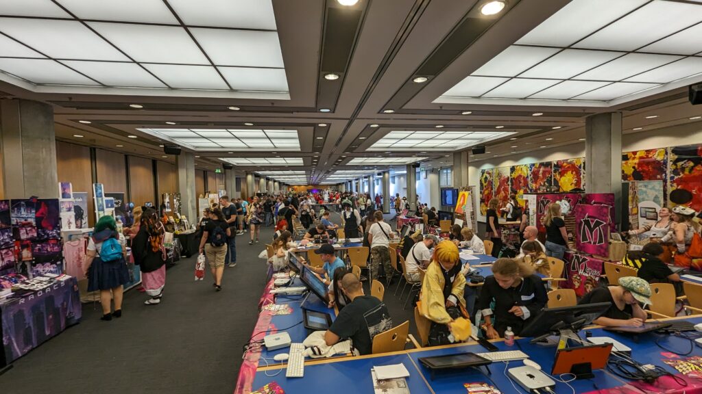Künstler und Bring & Buy Bereich im Untergeschoss der Animagic